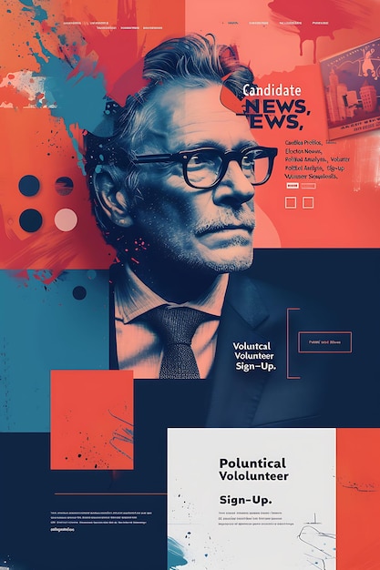 Diseño texturizado de la web con efecto de grano Diseño táctil del sitio web Inspirado en la idea de diseño de la web política