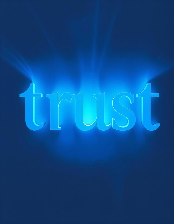 Foto diseño tipográfico de confianza con elegantes letras serif en colores azules calmantes