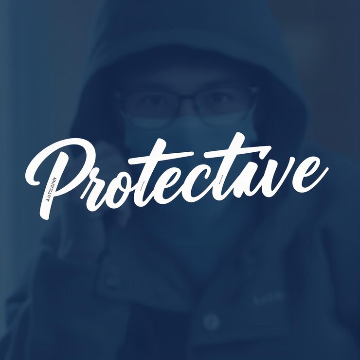 Foto diseño tipográfico de protección con fondo de protección