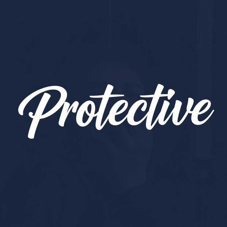 Foto diseño tipográfico de protección con fondo de protección