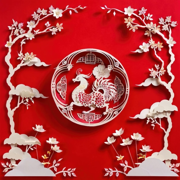 Foto diseño tradicional de año nuevo chino hecho de papel papel tradicional cortado papel decoración artesanal hecha a mano
