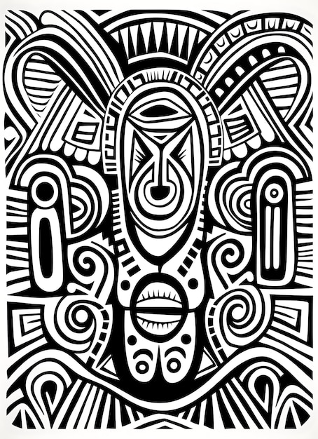 diseño tribal africano página de colorear en blanco y negro