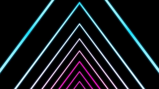Un diseño de túnel triangular negro triángulos brillantes que van como un túnel en la abstracción