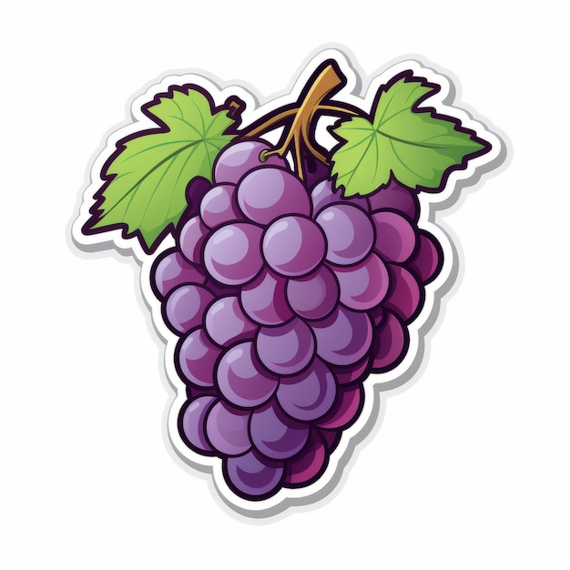 El diseño único de alta calidad de la pegatina de uvas de dibujos animados de color púrpura vibrante