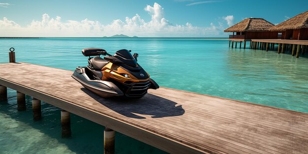 Foto diseño de vacaciones de jet ski en la playa