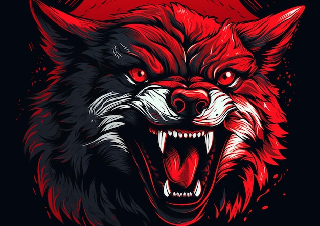 diseño de vector de lobo enojado