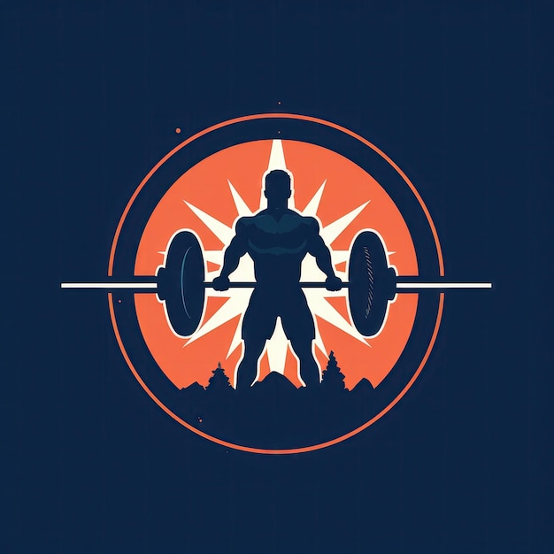 Foto diseño de vector plano simple de un logotipo de levantamiento de pesas logotipo de gimnasio de hombre fuerte