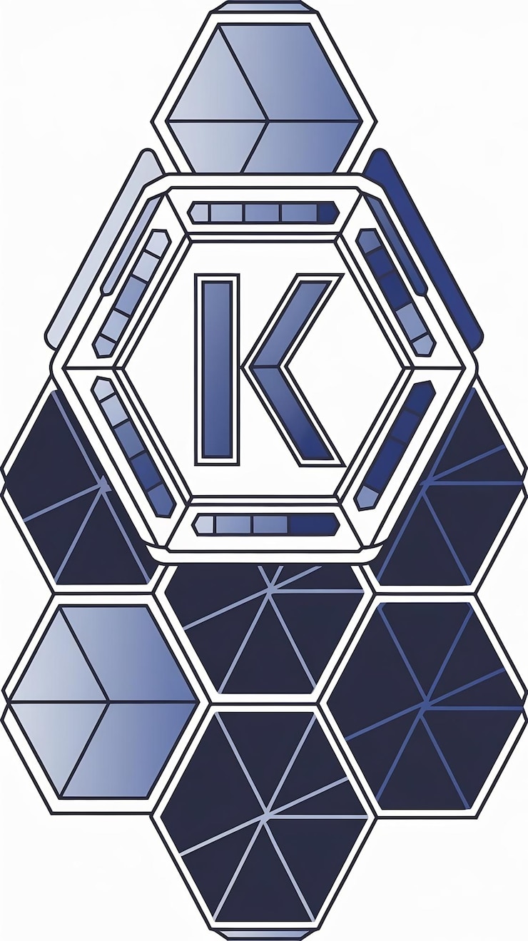 Foto diseño de vector de signo lineal de logotipo de hexágono de letra k simple