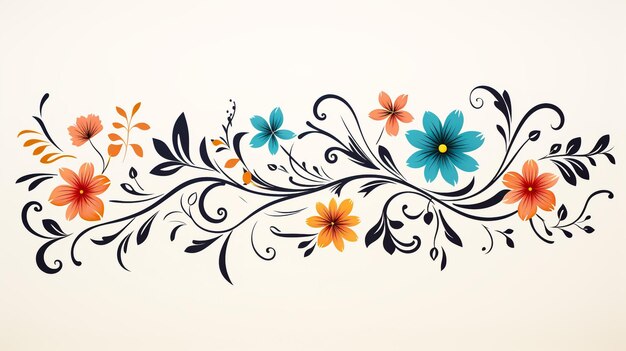 Foto diseño de vectores de flores de arte popular escandinavo con patrones florales retro inspirados en el arte tradicional