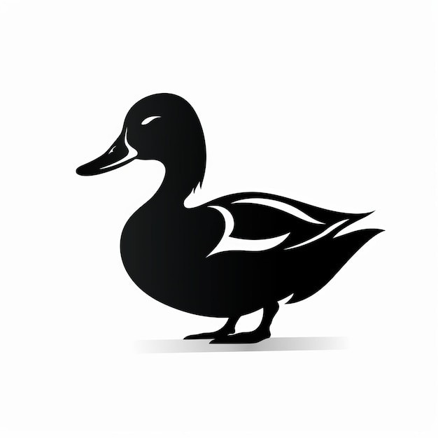 Diseño de vectores de silueta de pato negro limpio en fondo blanco