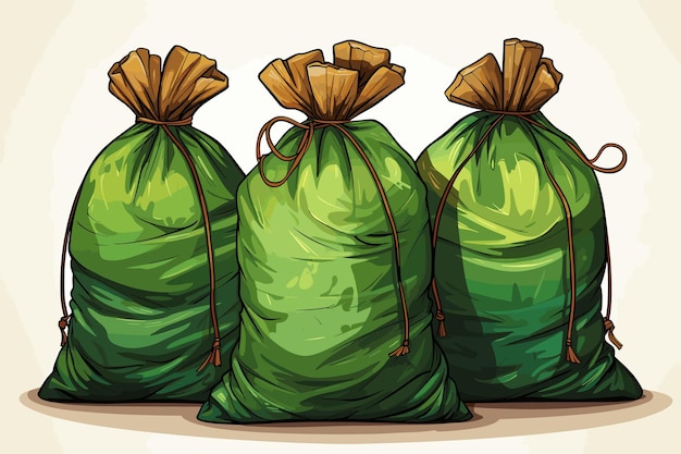 Foto diseño vectorial 2d de bolsas de basura verdes ilustración