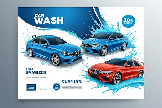 Foto diseño vectorial con automóvil diseño para la publicidad de un servicio de lavado de automóviles