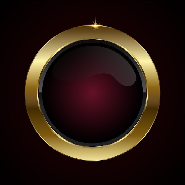 Un diseño vectorial de botones premium un botón de lujo con un centro marrón profundo encerrado en un borde dorado brillante Vector 3D ilustración vectorial realista de símbolos brillantes