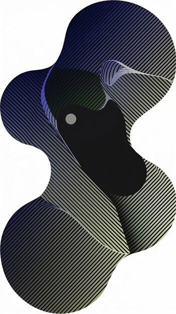 Diseño vectorial de forma de punto a rayas abstracto mancha negra aislada