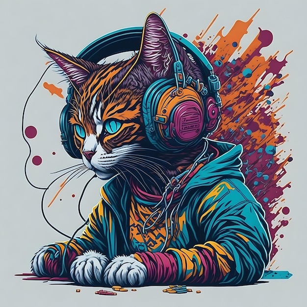 diseño vectorial de gato papel tapiz de gato colorido mejor tipografía de gato diseño de camiseta diseño de logotipo de gato