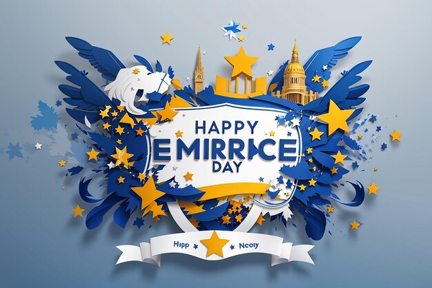 Diseño vectorial gratuito del día de la felicidad en Europa para banner o cartel