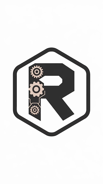 Diseño vectorial del icono de la compañía en forma de signo hexagonal de la letra R aislada plana