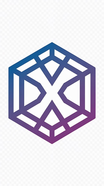 El diseño vectorial del icono de la compañía en forma de signo hexagonal con la letra X aislada plana