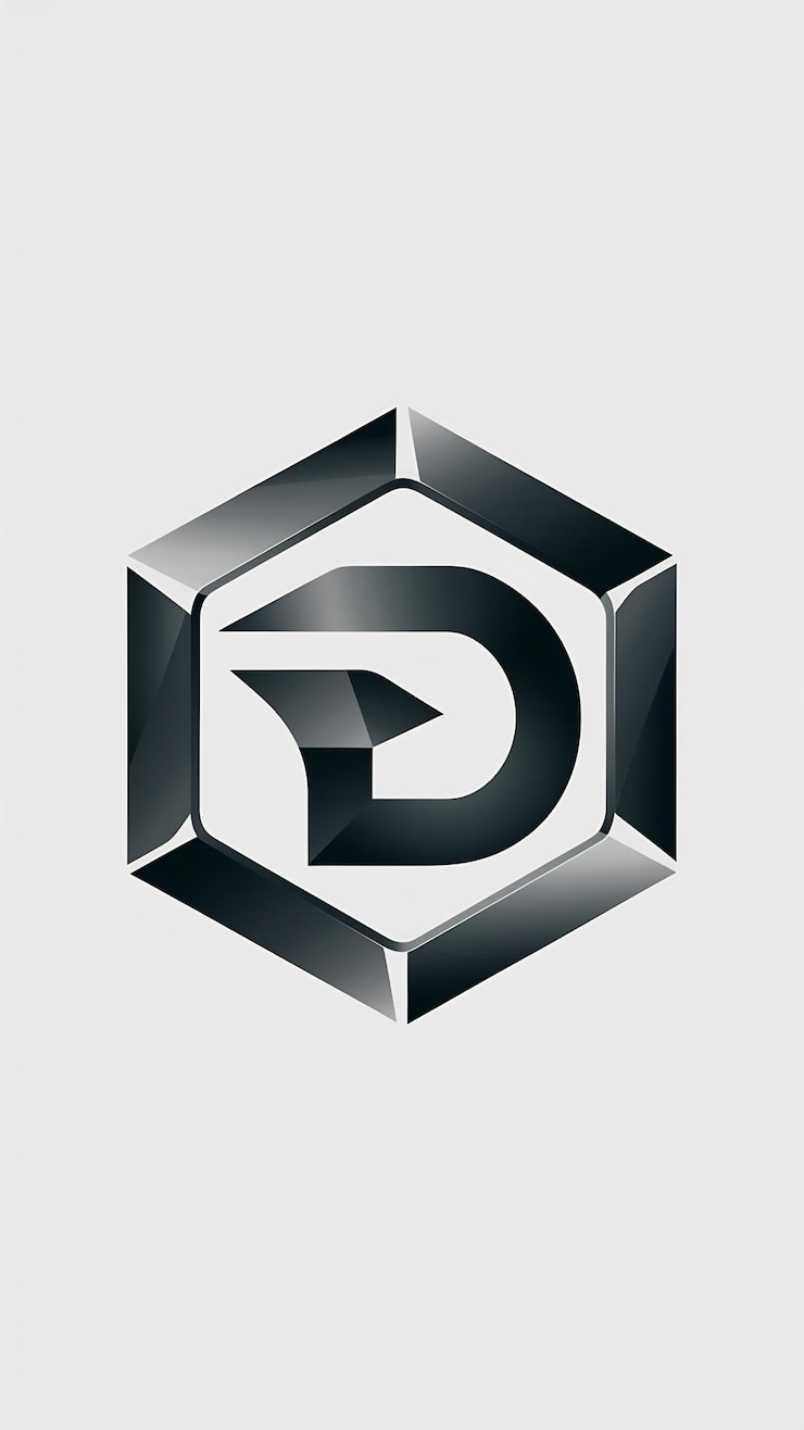 Foto diseño vectorial del icono de la empresa en forma de signo hexagonal de la letra d aislada plana