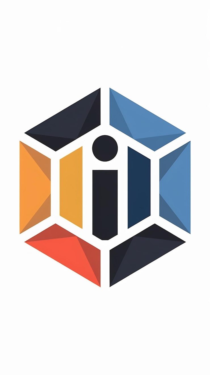 Foto el diseño vectorial del icono de la empresa en forma de signo hexagonal de la letra i aislada plana