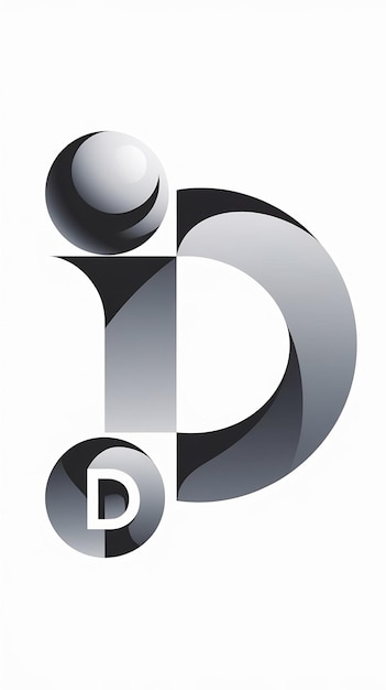 Diseño vectorial del icono de la letra D del signo de círculo de esfera abstracta