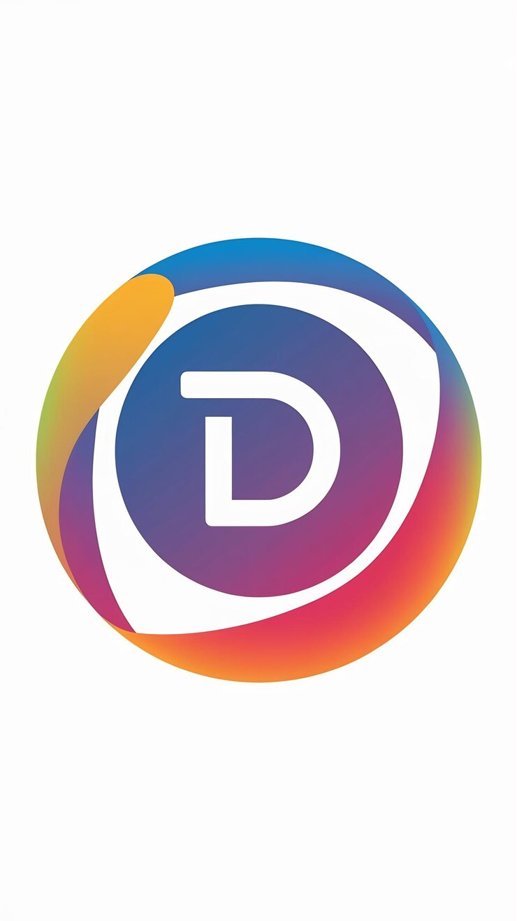 Foto diseño vectorial del icono de la letra d del signo de círculo de esfera abstracta