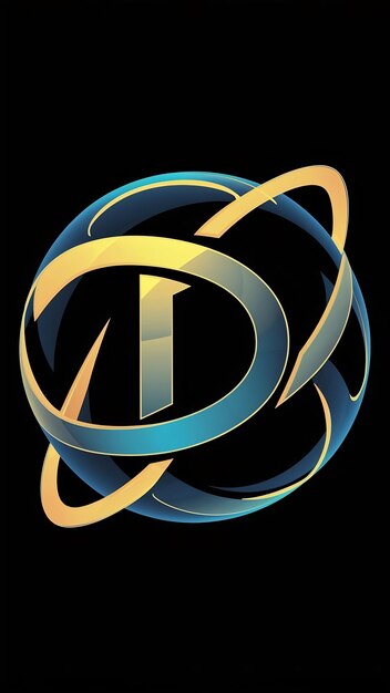 Diseño vectorial del icono de la letra D del signo de círculo de esfera abstracta