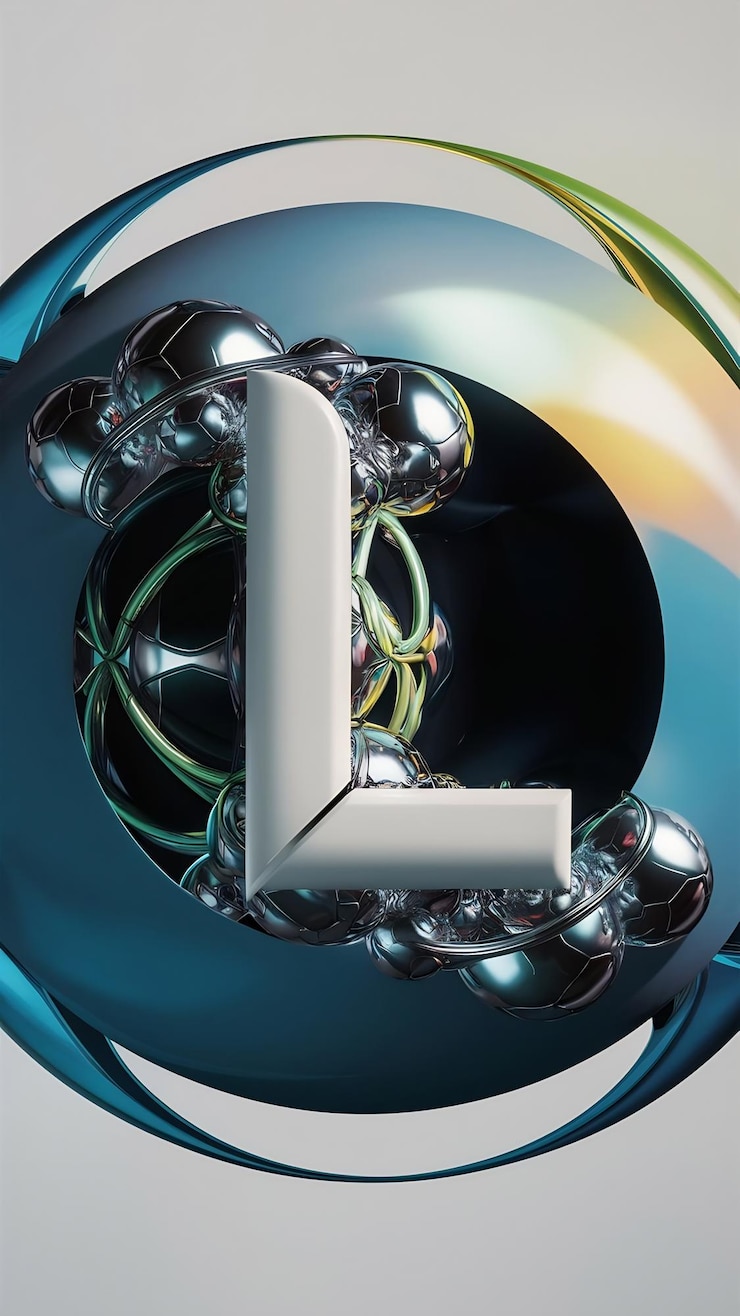 Foto diseño vectorial del icono de la letra l del signo de círculo de esfera abstracta