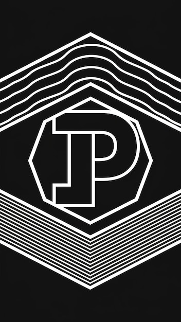 Diseño vectorial de icono lineal de signo hexagonal de logo P