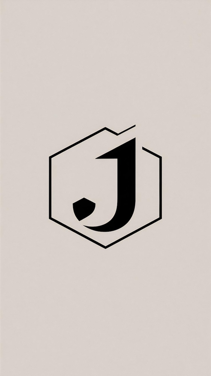 Foto diseño vectorial de íconos de forma hexagonal de la marca de la compañía con la letra j aislada de moda