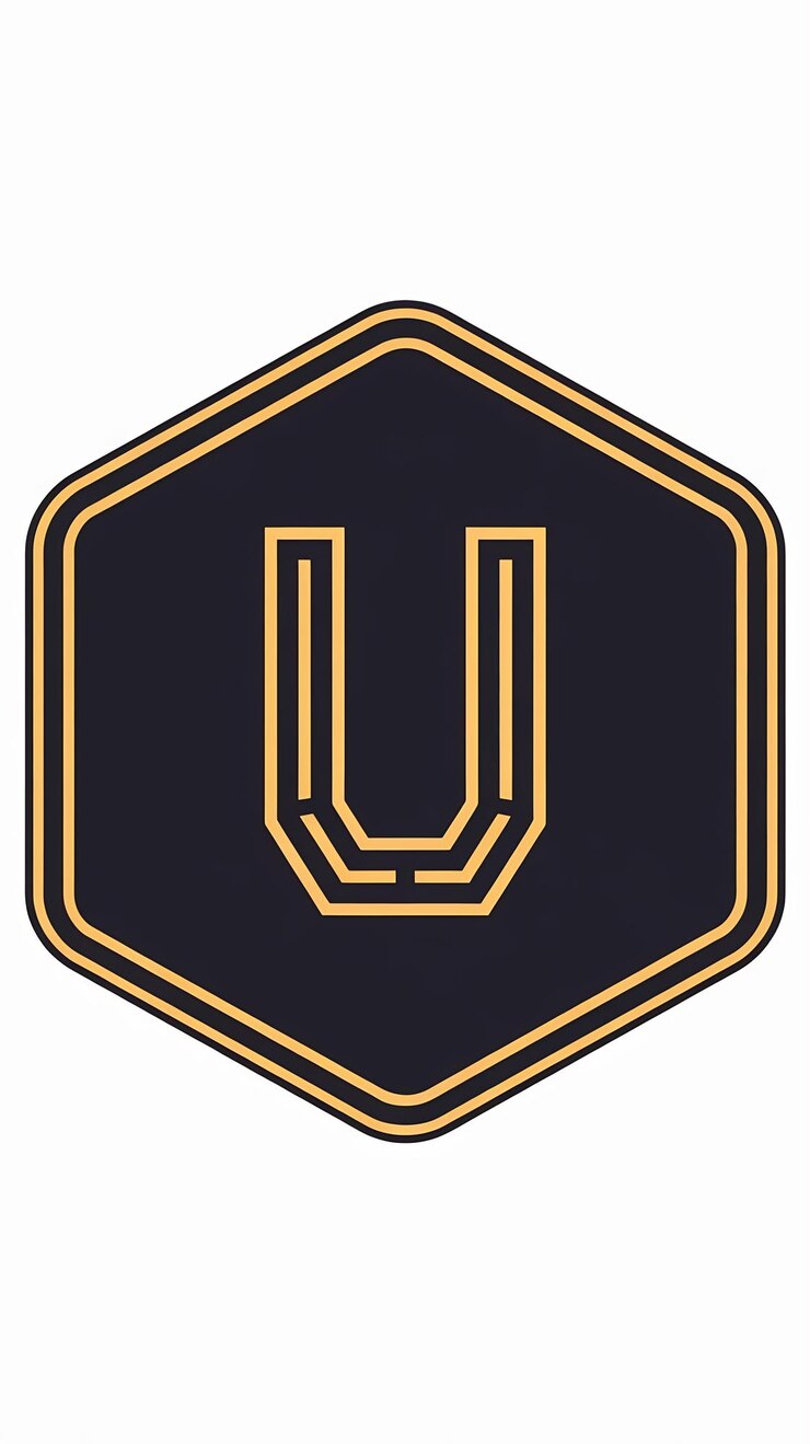 Foto diseño vectorial de íconos lineales de signo hexagonal de letra u simple