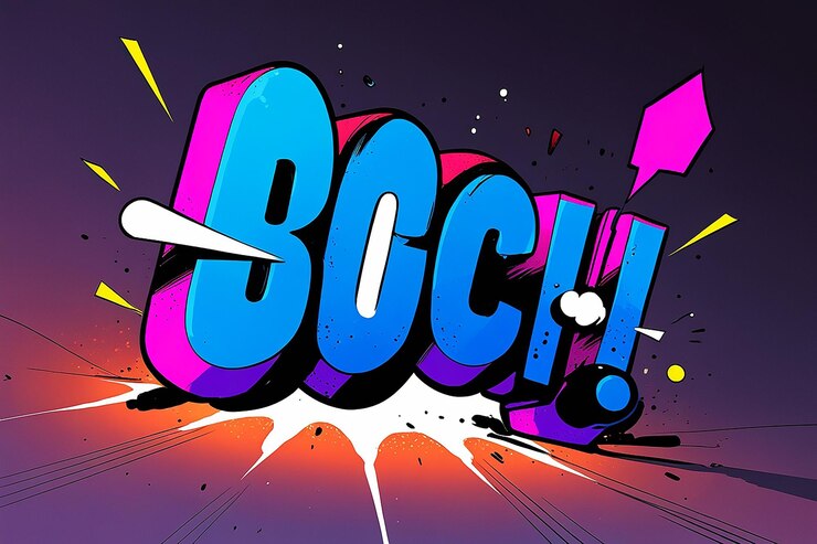 Foto diseño vectorial de ilustraciones de texto de cómics en 3d