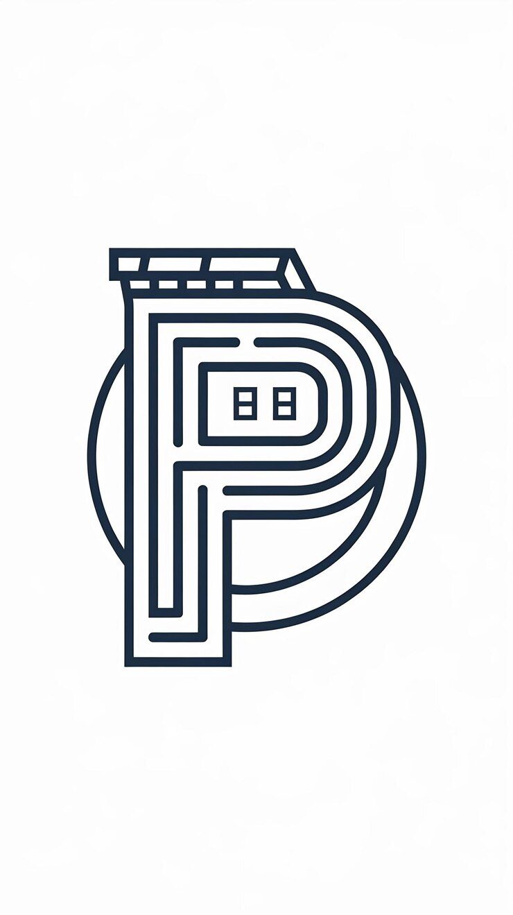 Foto diseño vectorial del logotipo de la compañía con la letra p limpia y el icono lineal
