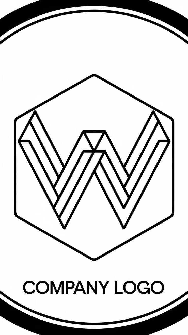 Foto diseño vectorial del logotipo de la compañía con la letra w limpia y el icono de hexágono lineal