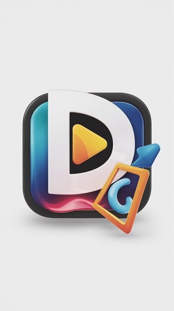 Diseño vectorial del logotipo de los medios de comunicación de la letra D Logotipo del botón de reproducción Ícono de la aplicación de video