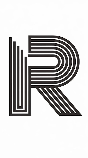 Diseño vectorial de signos lineales de la letra R simple con tarjeta de visita de la marca