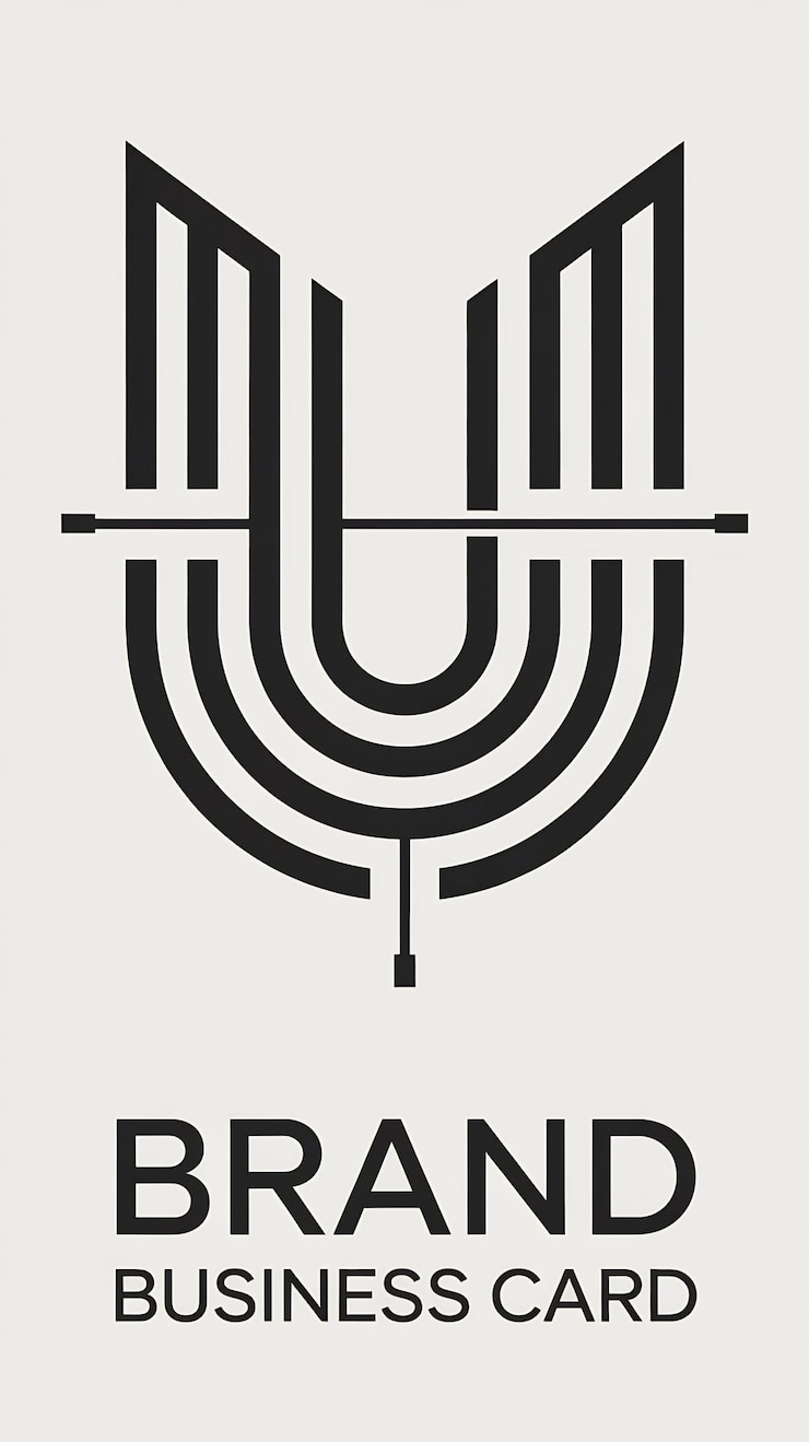 Foto diseño vectorial de signos lineales de la letra u simple con tarjeta de visita de la marca