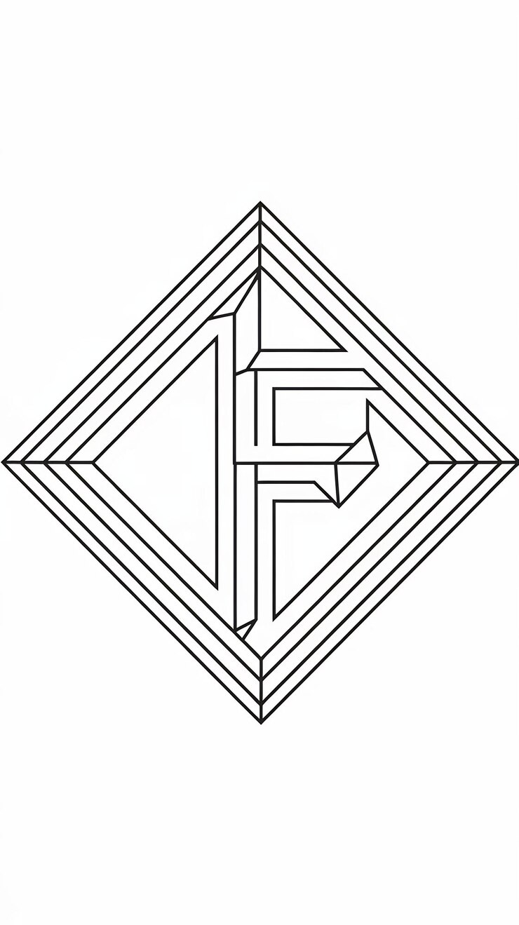Foto diseño vectorial de signos lineales con logotipo de rombo de la letra f simple
