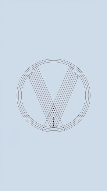 Diseño vectorial de signos de logotipo lineal con círculo de letra V limpio