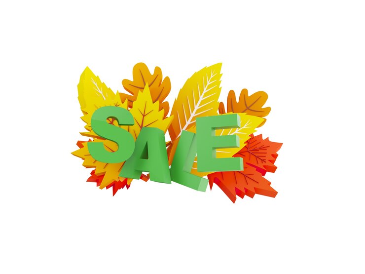 Diseño de venta de otoño de ilustración D con marco de icono sobre fondo de hojas de otoño amarillo naranja