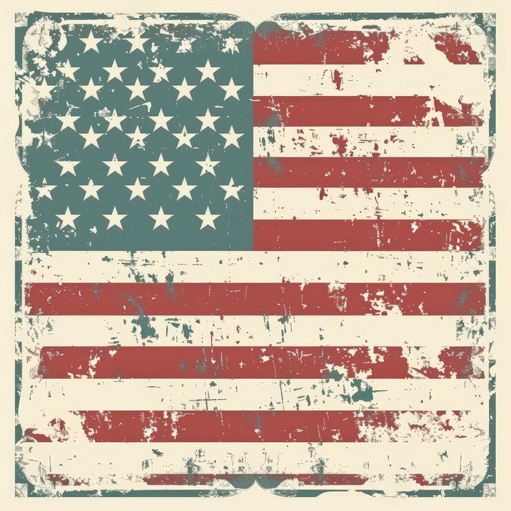 Diseño vintage de la bandera estadounidense Nostálgica Retro Bandera de los Estados Unidos con estética patriótica desvanecida