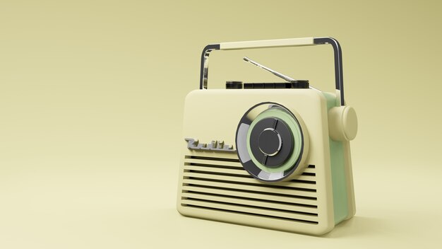 Diseño vintage de radio, renderizado 3d