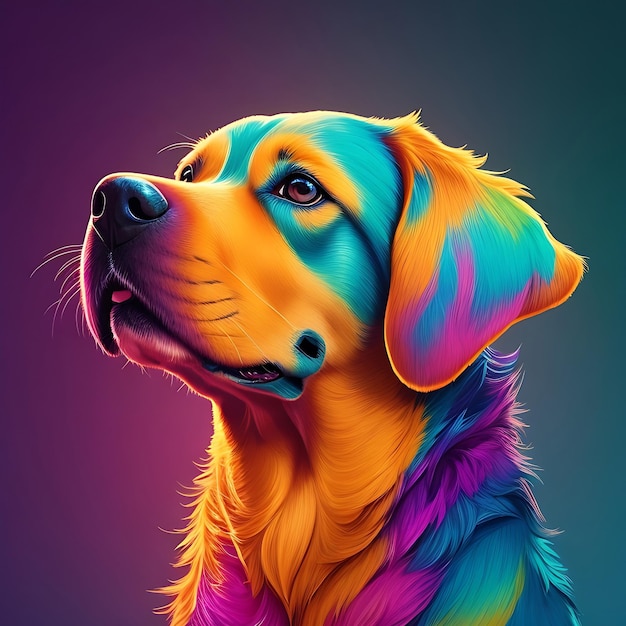 El diseño vívido del perro, lleno de colores vivos, una obra maestra de colores para cautivar la vista.