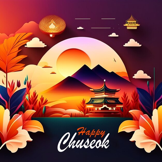 Diseño de volante o diseño de fondo para el festival del feliz día de Chuseok