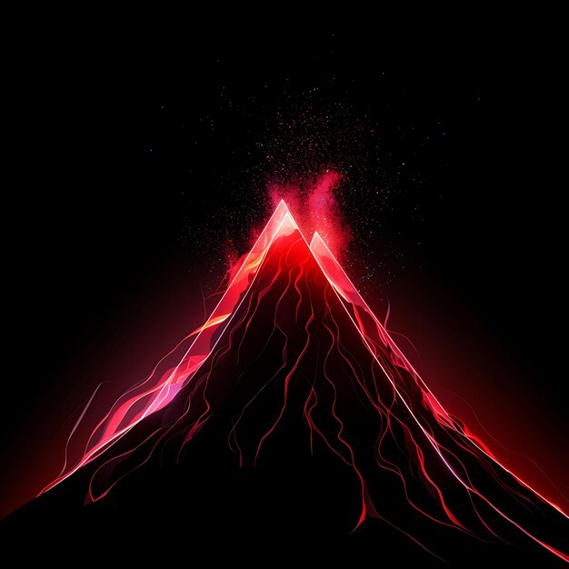 Diseño del volcán Lava Líneas de neón de erupción roja Lava Zigzag Línea de neón S Clipart Diseño de camiseta Glow