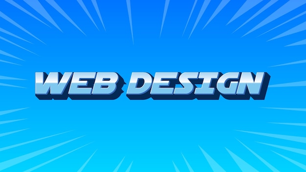 Diseño web en 3D de texto azul