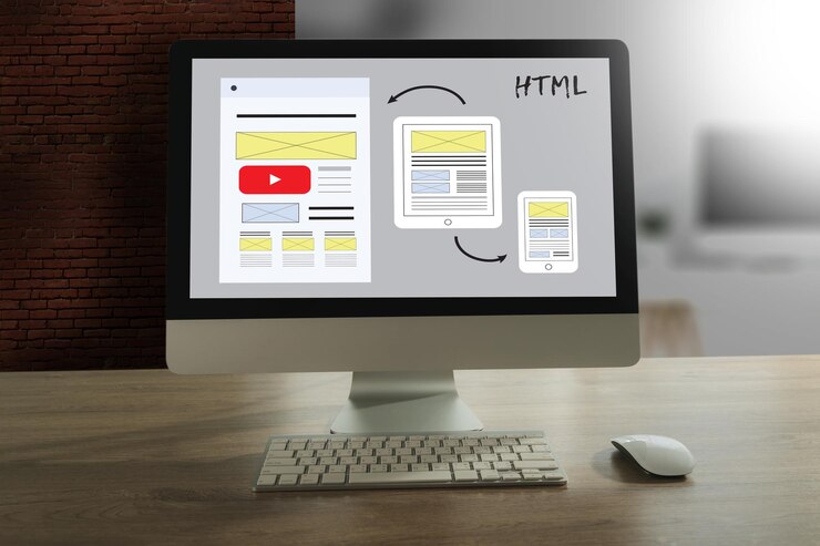 Foto diseño web de empresario diseño web receptivo y contenido desarrollo de páginas de aterrizaje en una pantalla de portátil concepto de seo de páginas de aterrizaje