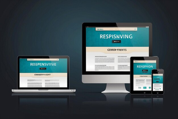 Diseño web responsivo vectorial computadora portátil tableta y teléfono inteligente Idea para su sitio web