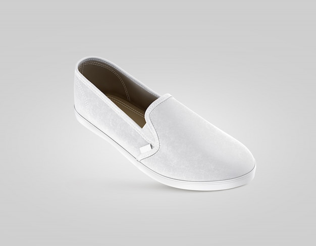 Diseño de zapatos sin cordones gris en blanco, aislado