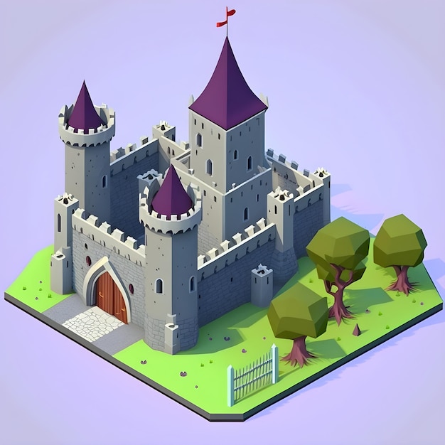 Diseños de activos de juegos 3D, castillo 3d